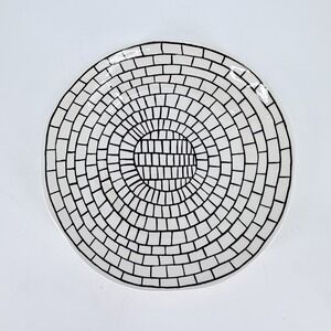 Anthropologie Vector Dinner Plate 11.5" Black White Italy Crazing